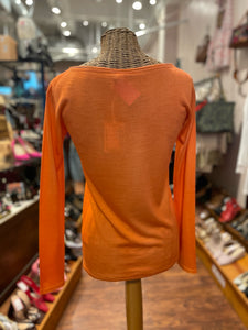 Une Autre Cashmere & Silk Orange Longsleeve Sweater, Size 6