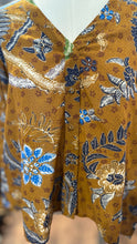 Load image into Gallery viewer, cara cara Brown &amp; Blue Viscose &amp; Cotton Flowers Longsleeve Top, Size M
