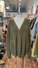 Load image into Gallery viewer, jenni kayne Army Green Cotton knit v neck Button Up Sweater
