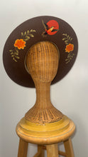 Load image into Gallery viewer, Hazel Blues brown &amp; orange wool floral brim Hat
