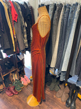 Load image into Gallery viewer, jnsq Orange Velvet Thin Strap W/Ruching Long Dress, Size 6
