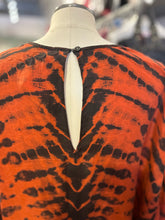 Load image into Gallery viewer, Raquel Allegra Orange &amp; Brown 100% silk sheer tye dye Dress
