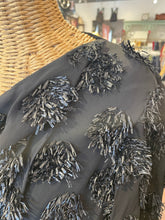 Load image into Gallery viewer, Issey Miyake Black Rayon "fringe floral" embellished Flowy Top, Size M
