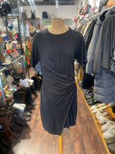 Load image into Gallery viewer, Theory Black Cotton Draped Dress, Size M
