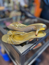 Load image into Gallery viewer, Larroude Gold Leather Size 9 Kitten heel Shoe
