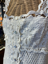 Load image into Gallery viewer, FARM Rio White poly &amp; viscose embroidered Button up Sleeveless Dress, Size M
