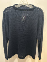 Load image into Gallery viewer, Frank &amp; Eileen Navy Cotton open knit Sweater
