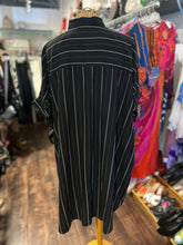 Load image into Gallery viewer, RUTI Black &amp; White striped button down belt detail Dress
