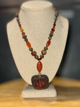 Load image into Gallery viewer, Vintage Gently Worn Orange carved square Carnelian Necklace

