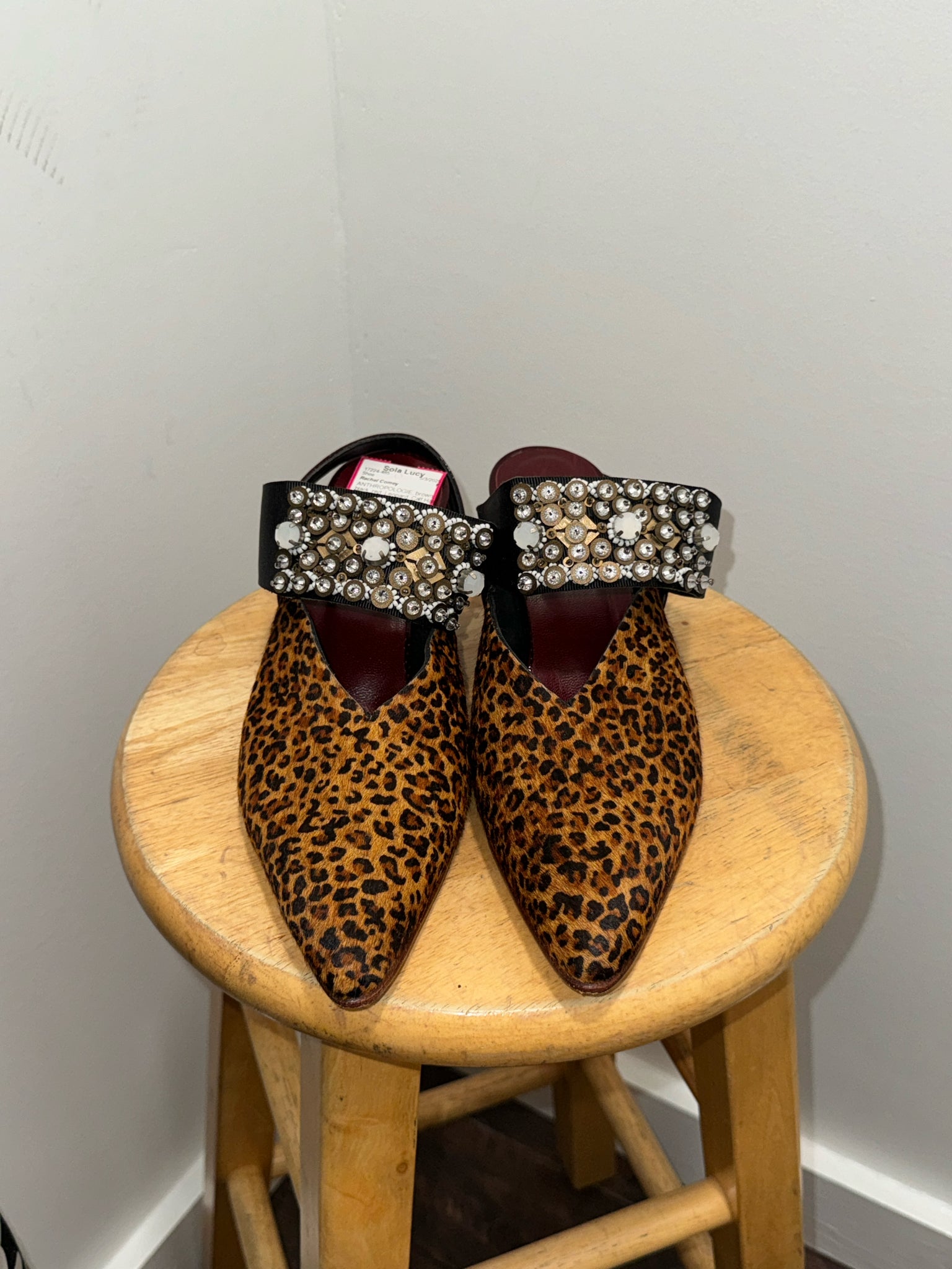 Rachel Comey brown, black, red Calf Hair W/Gemstones kitten heel Shoe, Size 9
