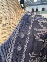 Load image into Gallery viewer, Johnny Was Dusty Blue Cotton Blend embroidery Longsleeve Button Up Top, Size L
