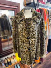 Load image into Gallery viewer, Maria Donisiou Black &amp; Brown Faux Fur Cheetah Big Buttons Jacket, Size O/S
