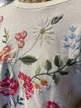 Load image into Gallery viewer, Johnny Was Cream Cotton floral embroidered Sweater, Size S
