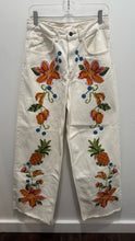 Load image into Gallery viewer, FARM Rio Beige Print Denim embroidery Pant, Size S

