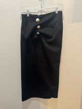 Load image into Gallery viewer, KIMHEKIM Black Polyester Blend W/Pearls button closure Body Con Skirt, Size 34
