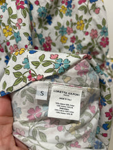 Load image into Gallery viewer, Loretta Caponi White multi Cotton Floral smock neck Top

