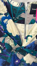 Load image into Gallery viewer, Samantha Sung purple &amp; teal Cotton Blend Floral Belted Sleeveless Dress, Gently Worn, Size 12

