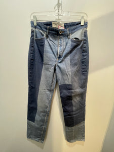 Rag & Bone Blue Cotton Blend Patch patchwork skinny Jeans, Size 27