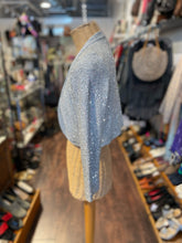 Load image into Gallery viewer, Oscar de la Renta Silver Silk Knit Sequin open style crop Sweater, Size XS
