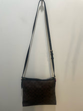 Load image into Gallery viewer, Coach brown &amp; black Leather Logo Size canvas crossbody Purse
