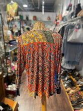 Load image into Gallery viewer, Johnny Was orange, black, yellow Viscose mixed print Long sleeve Top, Size M

