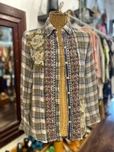 Load image into Gallery viewer, Johnny Was Workshop green, blue, pink Cotton Blend Plaid Floral Embroidery Top
