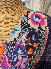 Load image into Gallery viewer, Johnny Was Purple &amp; orange cotton &amp; viscose flora Long sleeve plunge neck Dress, Size S
