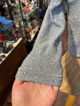 Load image into Gallery viewer, Oscar de la Renta Silver Silk Knit Sequin open style crop Sweater, Size XS
