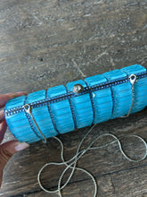 Load image into Gallery viewer, La Regale Blue Glass Mosaic clutch Purse W/removable chain strap
