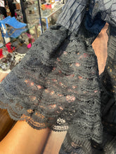 Load image into Gallery viewer, Vintage Black lace ruffle sleeve plunge neck Dress, Size 0
