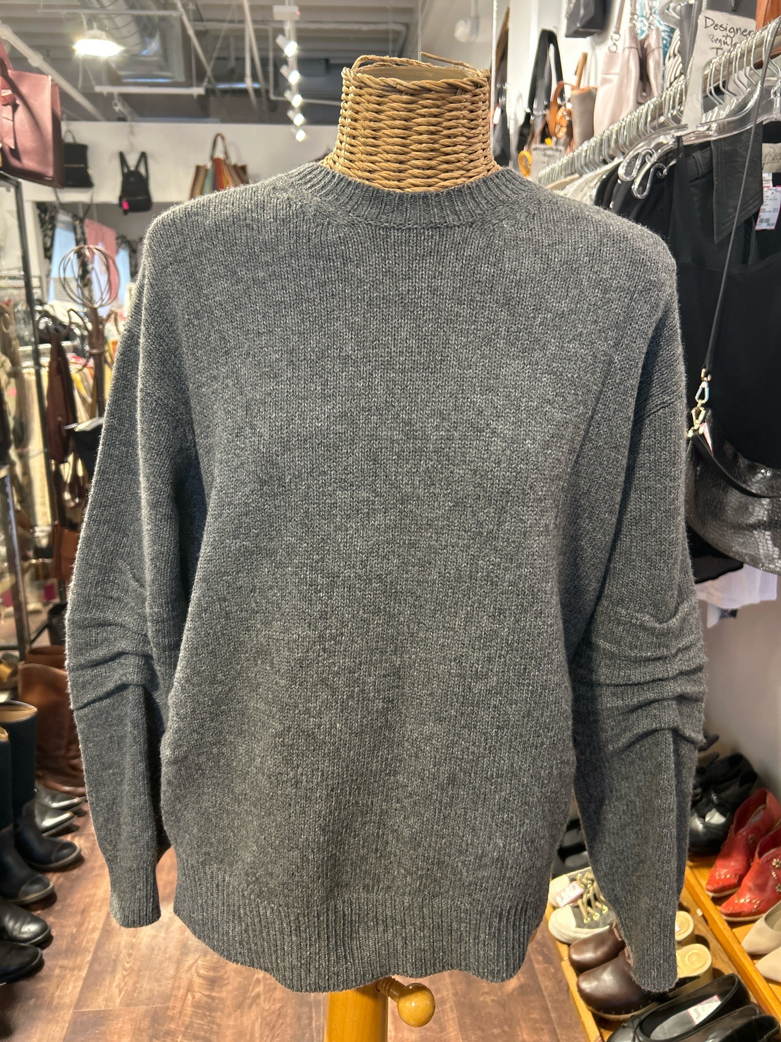 Prada Gray Cashmere Blend scalloped Snap Buttons back detail Sweater