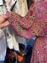 Load image into Gallery viewer, FARM Rio Purple &amp; Red Viscose floral &amp; doodles wrap dress Dress, Size L
