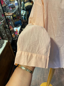 A Shirt Thing Peach Cotton Longsleeve Ruffle Top, Size M