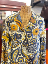 Load image into Gallery viewer, Heirlome multicolor Silk Psychadelic Longsleeve Buttons Top
