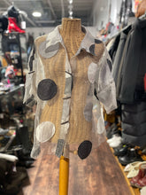 Load image into Gallery viewer, Moonlight gray &amp; black sheer Circles Flowy Top, Size S

