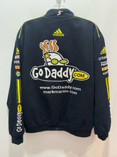 Load image into Gallery viewer, Jeff Hamilton black multi Cotton Patchwork racing Jacket, Size M
