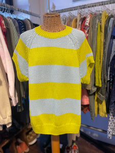 Voyageur Blue & Green Cotton Stripe NWT! Sweater, Size L