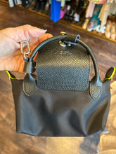 Load image into Gallery viewer, Longchamp Black &amp; Green Nylon W/Leather mini Crossbody Purse
