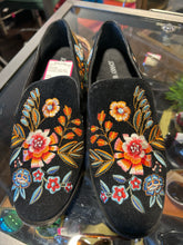Load image into Gallery viewer, Johnny Was Black Suede W/embroidery Flats, Leather lined, Size 7.5
