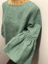 Load image into Gallery viewer, Megan Huntz Green Bell sleeve Top, Size L

