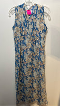Load image into Gallery viewer, Kerry Cassill Blue &amp; Tan Cotton Floral Maxi Dress, Size 2=Medium

