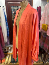 Load image into Gallery viewer, Lunya bright salmon Silk Tie Waist open front Top
