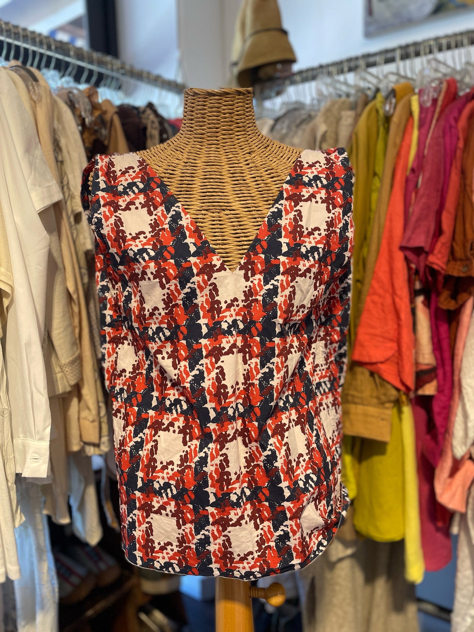 Marni red, white, blue Print Sleeveless Top