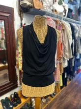 Load image into Gallery viewer, Simkhai Black Rayon Blend sleeveless mesh detail Top
