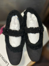 Load image into Gallery viewer, Larroude Black Suede W/sherpa detail mary jane Flats Shoe W/Box, Size 9.5
