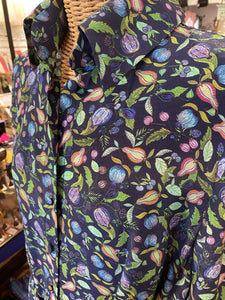 Catherine Prevost blue and green Silk Blend Floral Dress, Size L