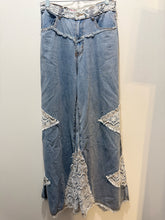 Load image into Gallery viewer, In My Element Light Wash Cotton lace Wide Leg Pant, Size M
