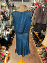 Load image into Gallery viewer, Nili Lotan Teal Silk raw cut midi Sleeveless Dress, Size M gently worn
