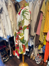 Load image into Gallery viewer, FARM Rio White &amp; Green Linen Blend Leaves Longsleeve button down Dress, Size M
