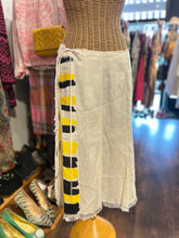 Load image into Gallery viewer, Marni white,black&amp;yellow Cotton brush strokes Wrap aroud waist frayed Skirt

